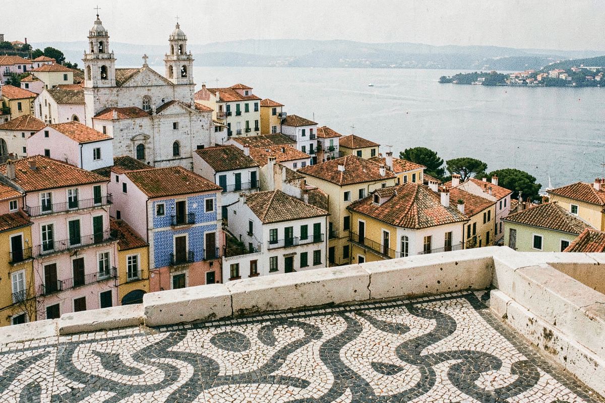 Alfama rooftops and the Tagus estuary seen from a viewpoint in Lisbon (illustrative image)