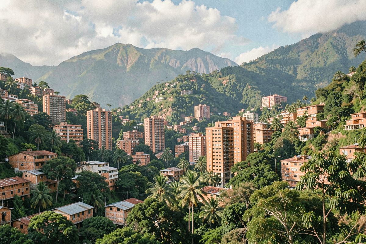 Red-brick houses climbing the green hills of Medellin (illustrative image)